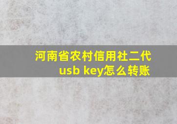 河南省农村信用社二代usb key怎么转账